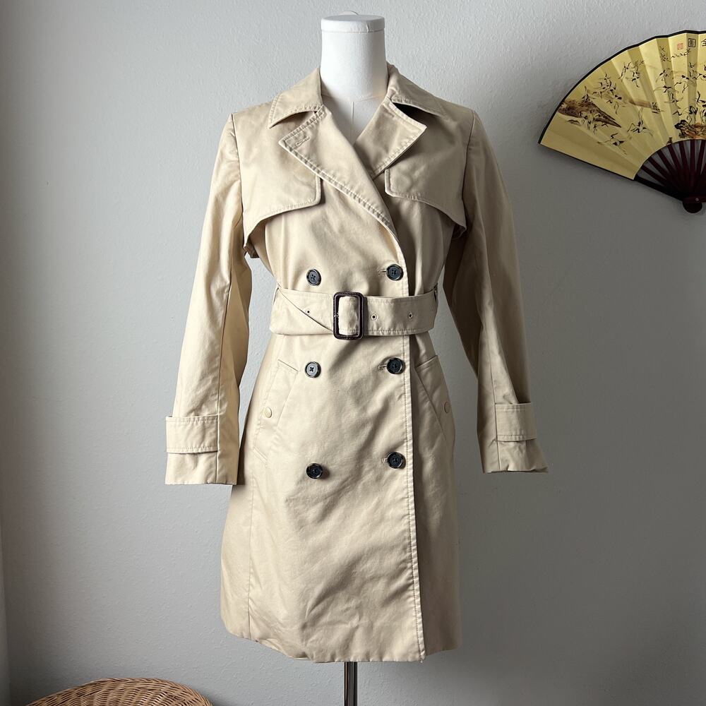 j. crew beige vintage khaki icon double breasted belted trench coat